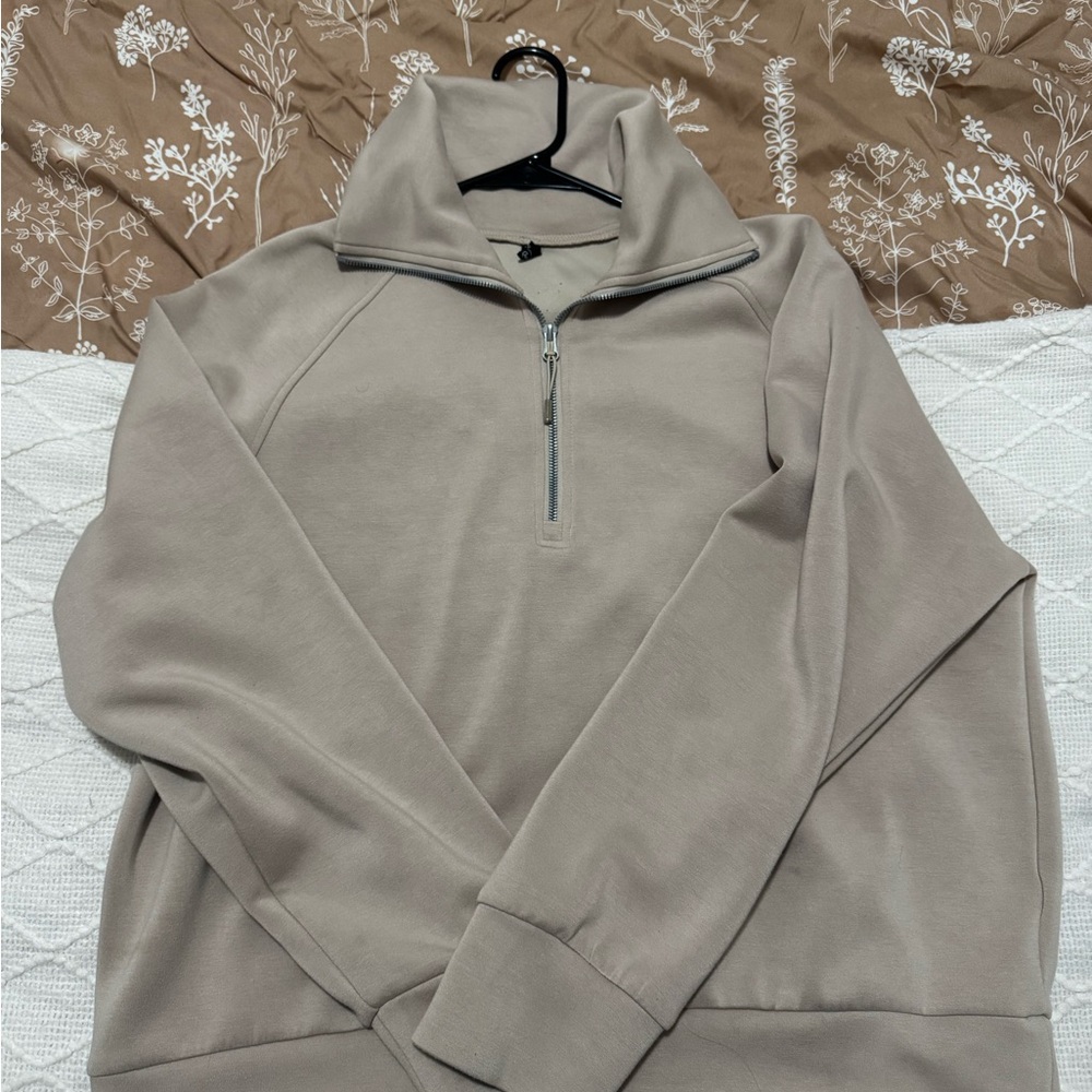 Men's Beige Half-Zip Sweater